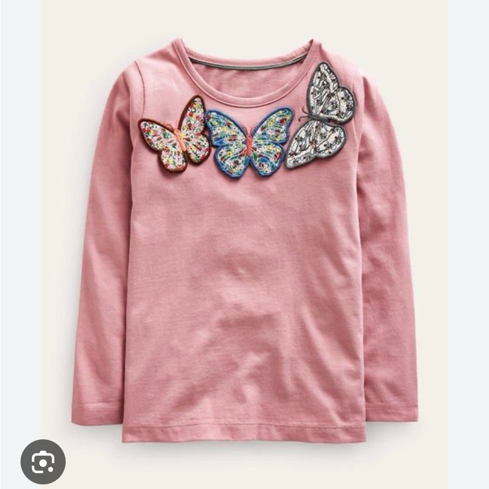 Mini Boden 3D Pink Butterfly Girls Shirt